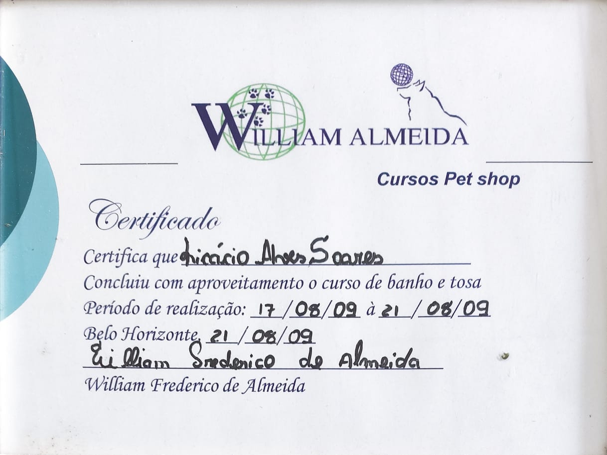 Certificado de Banho e Tosa